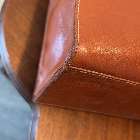 Laura Leigh Ltd Leather book bag shoulder bag  thick smooth leather brown Vintag - Picture 14 of 17